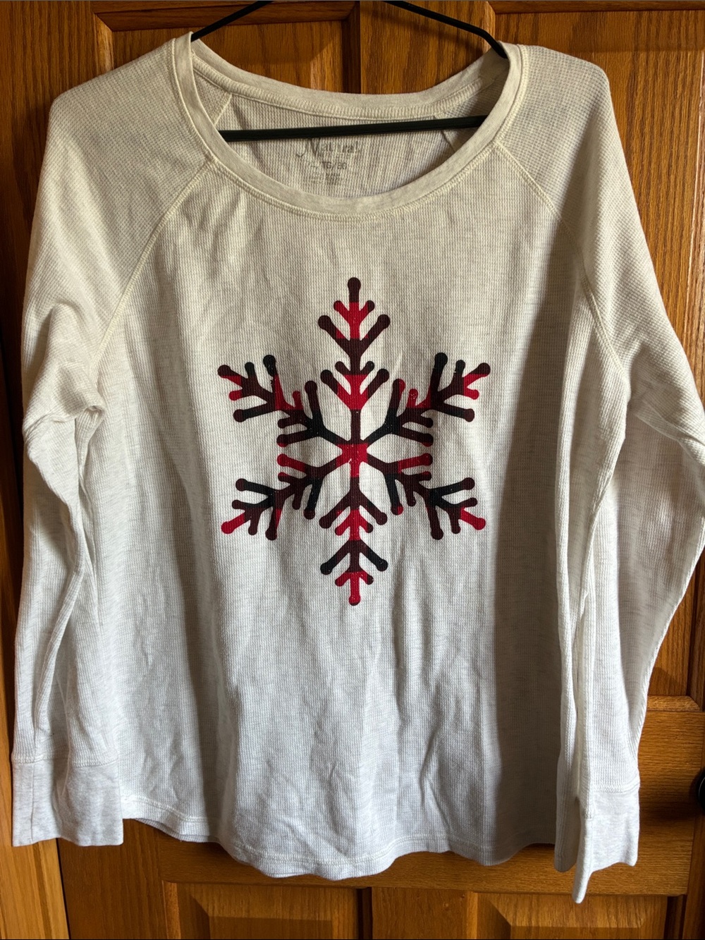 Natural Reflections Cream Long-Sleeve Thermal Top with Snowflake